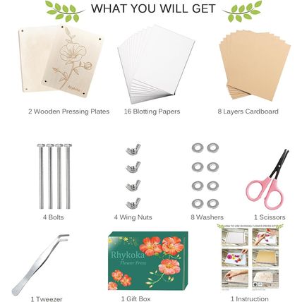 Rhykoka Professional Flower Press, 8 Layers 6.3X8.3 Inch (16X21Cm) Wooden Flower