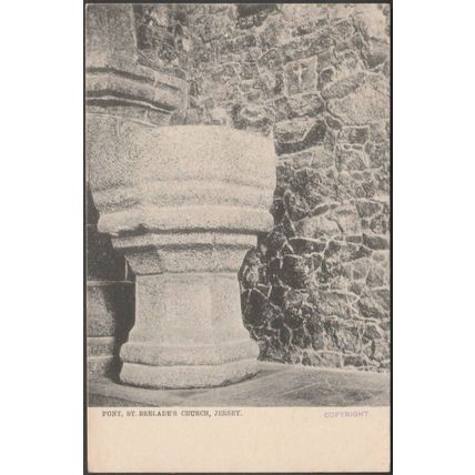 Font, St Brelade's Church, Jersey, c.1905-10 - Postcard