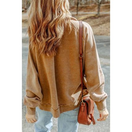 Khaki Vintage Washed Flap Pocket Button Shacket