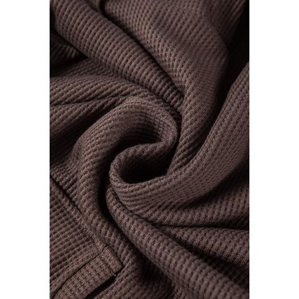 Coffee Waffle Knit Fleece Lined High Low Oversized Hoodie