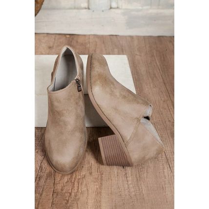 Philippine Gray Tulip Opening Suede Ankle Boots