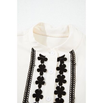 Beige Floral Embroidered Stand Neck Buttoned Shirt