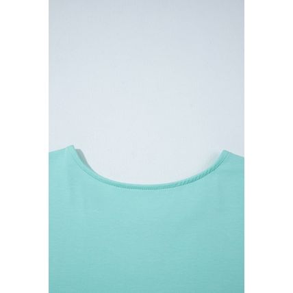 Mint Green Frilled Trim Crew Neck Loose Fit Mini Dress