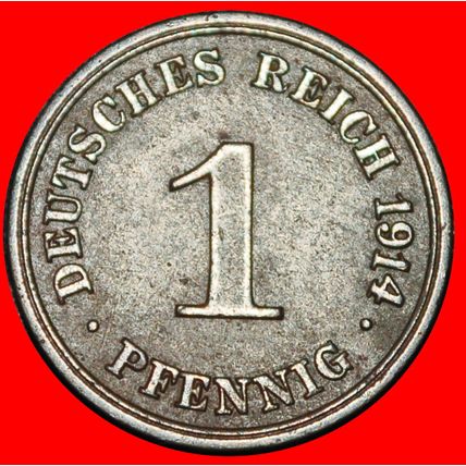 Ⰶ EAGLE (1890-1916): GERMANY ★ 1 PFENNIG 1914G BADEN!★LOW START★NO RESERVE