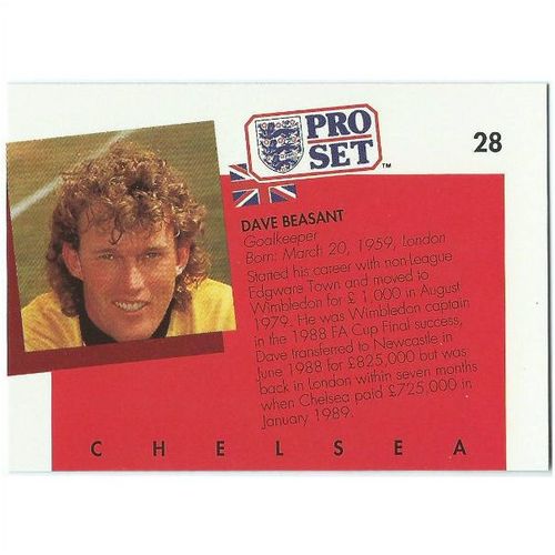 1990/1991 Pro Set Footbal - #28 - Dave Beasant
