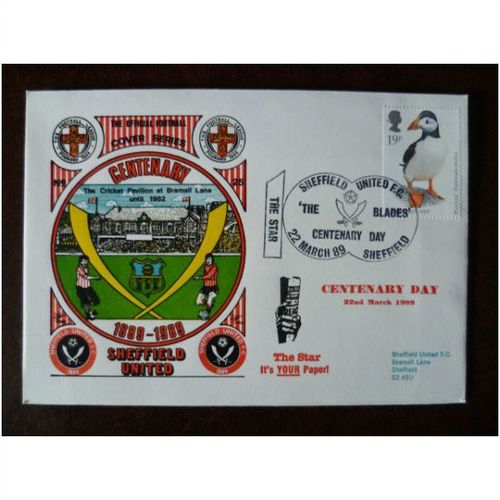 1989 Sheffield United Blades Centenary Day Dawn Official Football Cover 25 Star