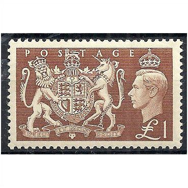 1951 SG511 £1 Brown Unmounted Mint (light crease) . . .