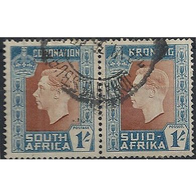 South Africa 1937 SG75bw 1/- Red-Brown & Turquoise-Blue God/Fine Used ...
