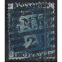 1858 SG47 2d Blue Plate 13 Good Used Check Letters "GF".