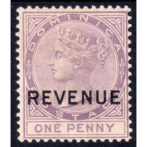 Dominica Sg R4 1d Lilac wmk C CA Revenue fine m/mint (G200)