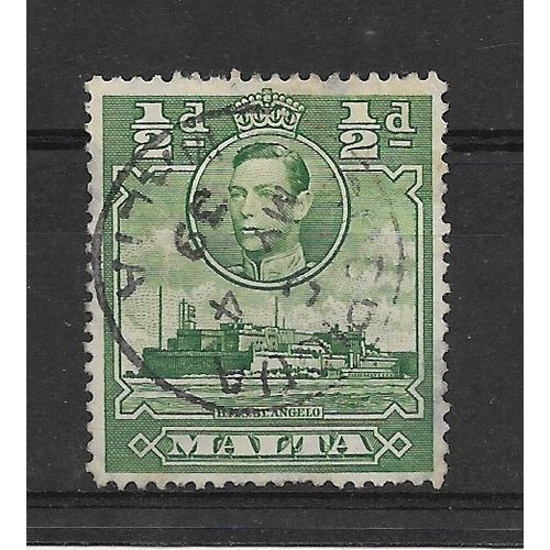 Malta.SG218 1/2d H.M.S. St Angelo (Green).Fine Used.July19