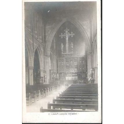 London - Holborn - St. Alban's Church interior - RP postcard c.1910s