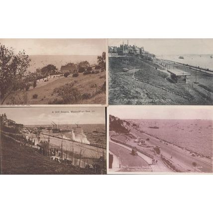 Westcliffe On Sea Essex A Stiff Breeze Promenade 4x Antique Postcard s