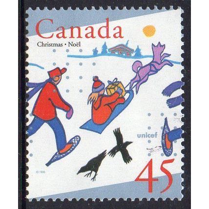 Canada 1996 Christmas / 50th Anniversary of UNICEF - Tobogganing 45c Used