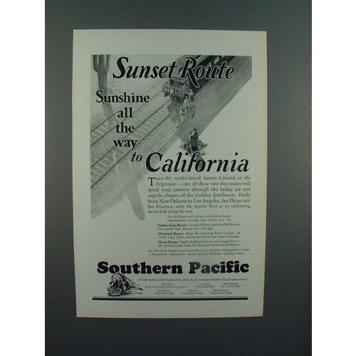 1927 Southern Pacific Lines Sunset Route Ad - Sunshine