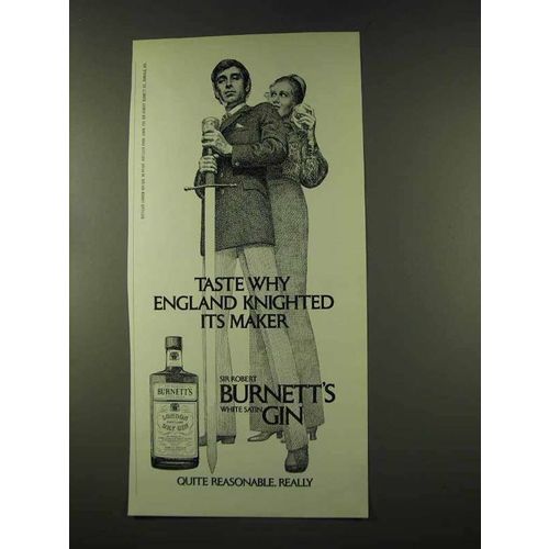 1973 Burnett's Gin Ad - England Knighted
