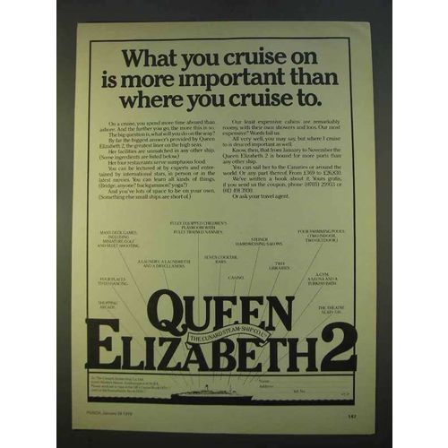 1979 Cunard Queen Elizabeth 2 Cruise Ad - Important