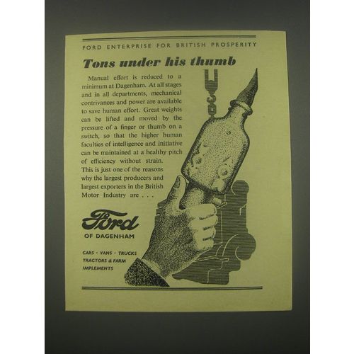 1949 Ford of Dagenham Ad - Tons under his thumb