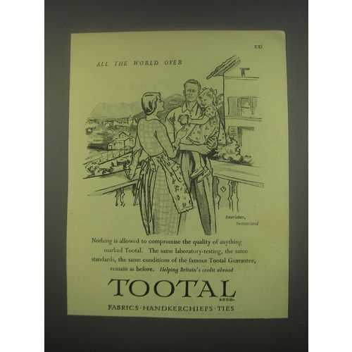 1949 Tootal Fabrics, Handkerchiefs and Ties Ad - Interlaken, Switzerland