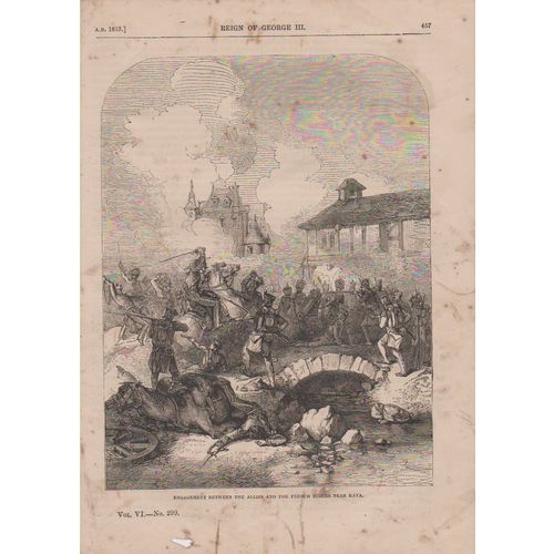 Print 1863 unframed Engagement between Allies and French near Kaya 18 x 26 cm