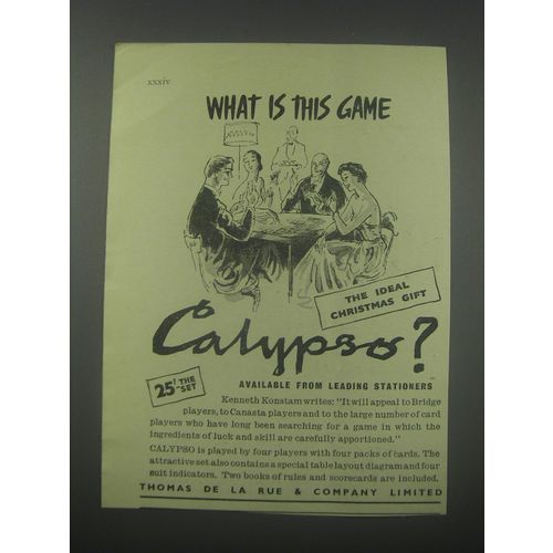 1954 Thomas de La Rue & Company Calypso game Ad - What is this game Calypso?