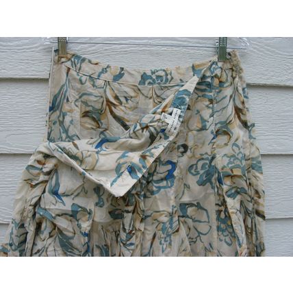 Womens Banana Republic Skirt 8 32 Waist Ivory Print Abstract Pattern Full Skirt