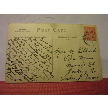 UNDERCLIFF WALK, ALUM CHINE, BOURNEMOUTH used antique postcard RP 1918 pm. =