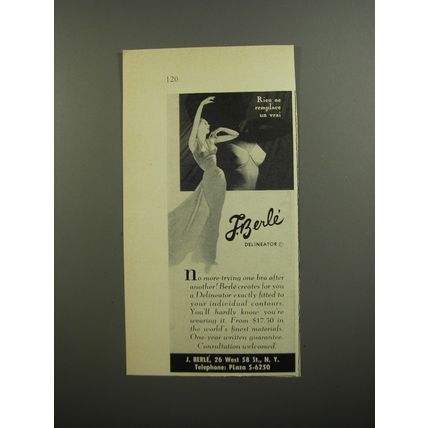 1952 J. Berle Delineator Bra Advertisement - Rien ne remplace un vrai