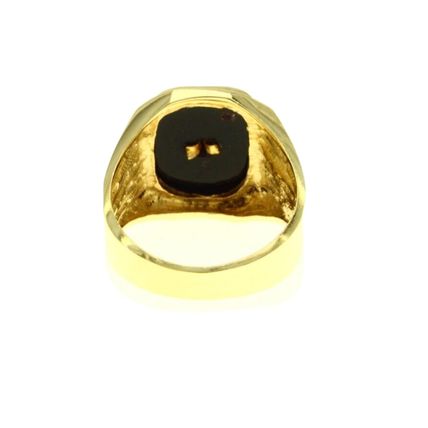 Virgin Mary Guadalupe Religion Natural Onyx Men Ring 14k Gold 10.4 Gr Size 10.5