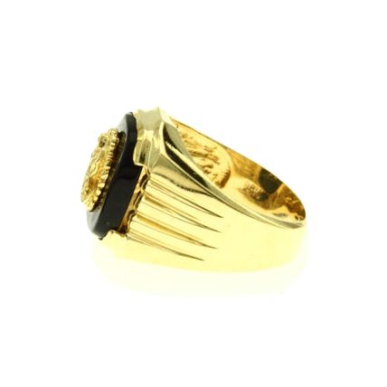Virgin Mary Guadalupe Religion Natural Onyx Men Ring 14k Gold 10.4 Gr Size 10.5