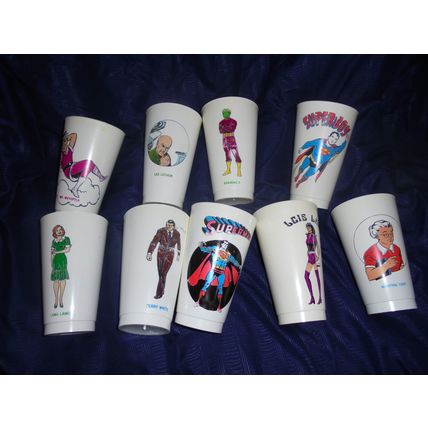 DC COMICS SUPERMAN FAMILY 7-11 Collectible Plastic Cups, DC Comics, 1973