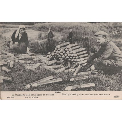 Shell Artillery Gathering At Battle Of The Marne WW1 Postcard