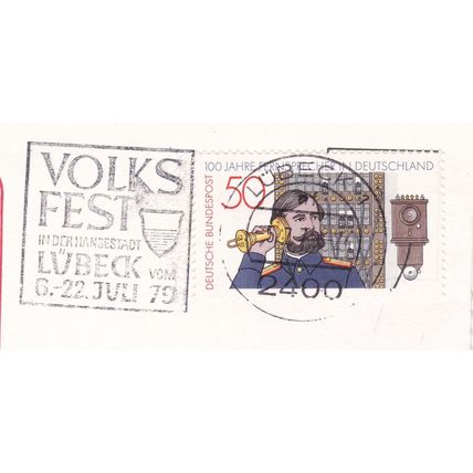 Lubeck Postmark + Slogan Germany 1978 on Telephone Centenary 50pf VGC