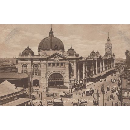 Flinders Street Railway Station Melbourne Australia Old Postcard