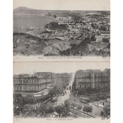 Oran Boulevard Diebel Mourdjadjo 2x Old Algeria Postcard s