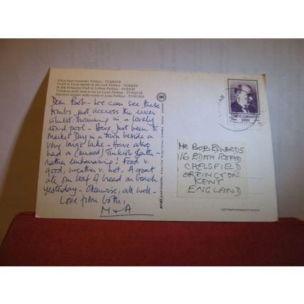 TOMB, LYCIA, FETHIYE, Turkey used postcard 1990 stamp #