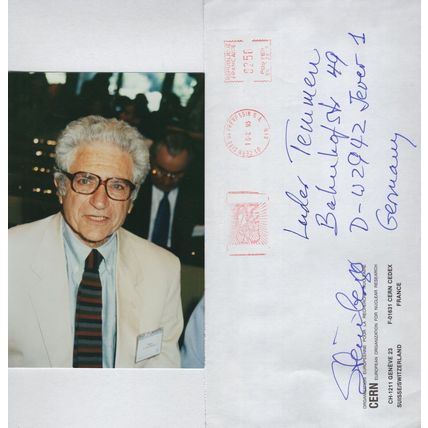 Jack Steinberger USA Germany Physicist Nobel Prize Hand Signed Photo & Envelope
