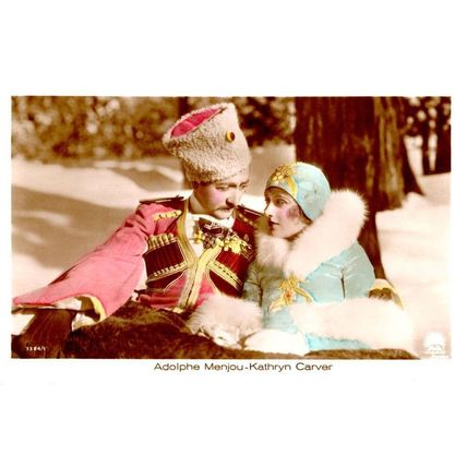 Adolphe Menjou Kathryn Carver Film Hand Coloured Tinted Real Photo Postcard