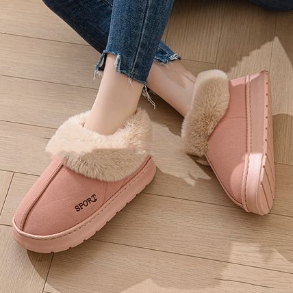 Cozy Plush Soft Slippers Shoes For Women Non-Slip Platform Shoes With Faux Fur L