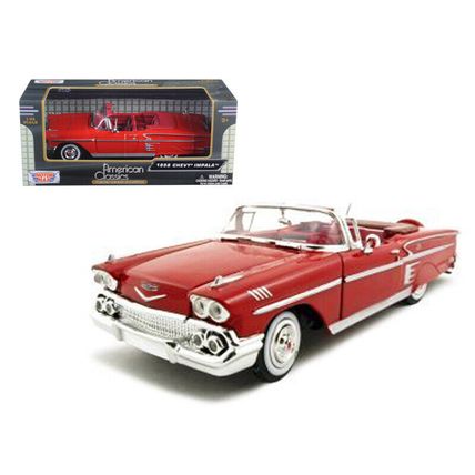 1958 Chevrolet Impala Convertible Red 1/24 Diecast Model Car by Motormax