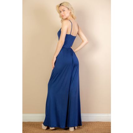 Women's Button Front Wide Leg Jumpsuit