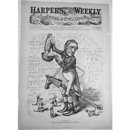 "Still-Hunt"-ing, by Thomas Nast. Harper's Weekly, September 23, 1876 Original