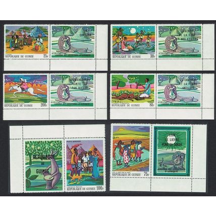 Guinea Paintings of African Legends 1st series 6v Corners Labels 1968 MNH