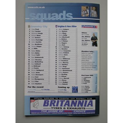 COVENTRY CITY v BRIGHTON & HOVE ALBION Div1 11/01/2003