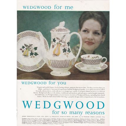 1960 WEDGWOOD YELLOW AVOCADO TEA SET MAGAZINE ADVERT