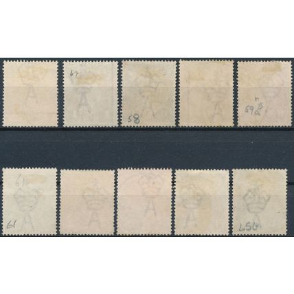 KGV: 10 Values - Australia 1918/23 - FH - SG 56/65