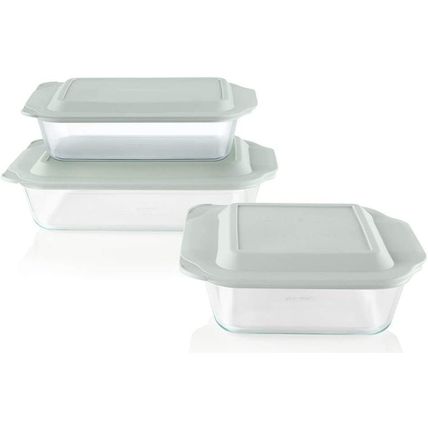 Pyrex Deep 3-Pack Glass Baking Dish Set (9"X13", 7"X11", 8"X8") with Bpa-Free Li