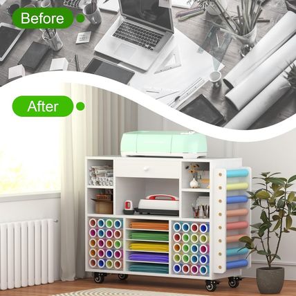 Craft Organization and Storage Cart Compatible with Cricut Machine, Rolling Craf