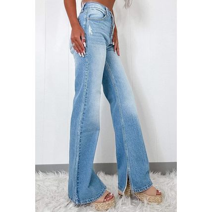 Myosotis High Rise Shift Slit Leg Straight Jeans