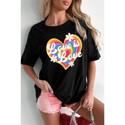 Black Love is Love Rainbow Heart Graphic Crewneck Tee